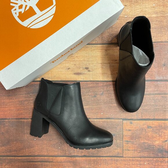 Timberland Women's Allington Black Full Grain Mid Chelsea Pull On Boots